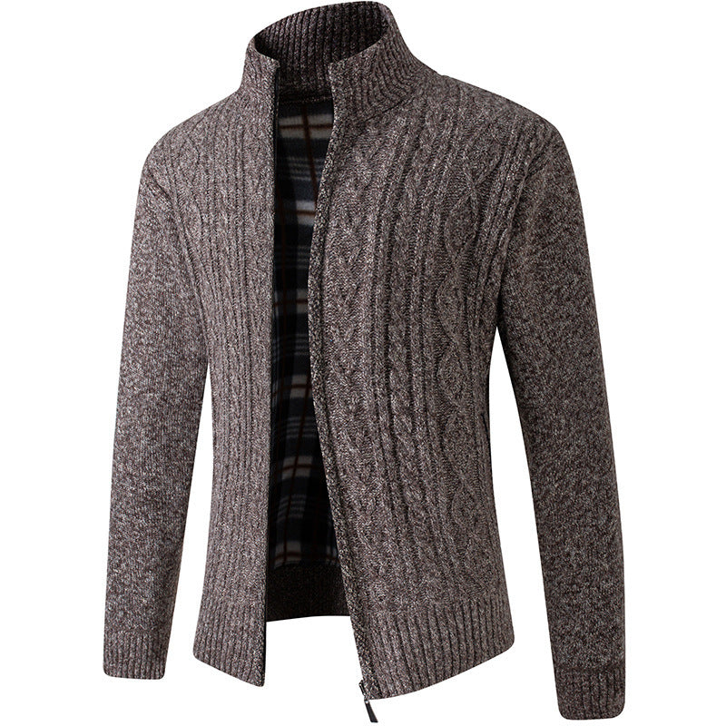 Rhys – Thick Knit Cardigan in Premium Vegan Suede for Men
