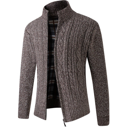 Rhys – Thick Knit Cardigan in Premium Vegan Suede for Men