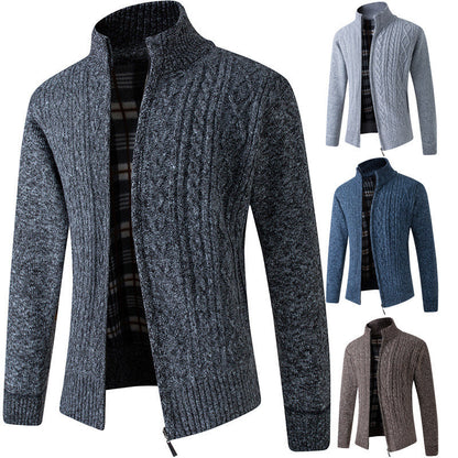 Rhys – Thick Knit Cardigan in Premium Vegan Suede for Men