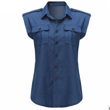 Jenny – Vintage Women's Blouse with Pockets and Buttons