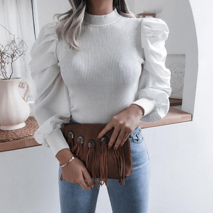 Kelly – Knit Top with Puff Sleeves