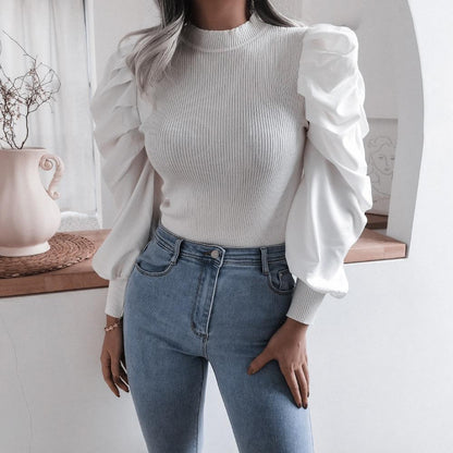 Kelly – Knit Top with Puff Sleeves