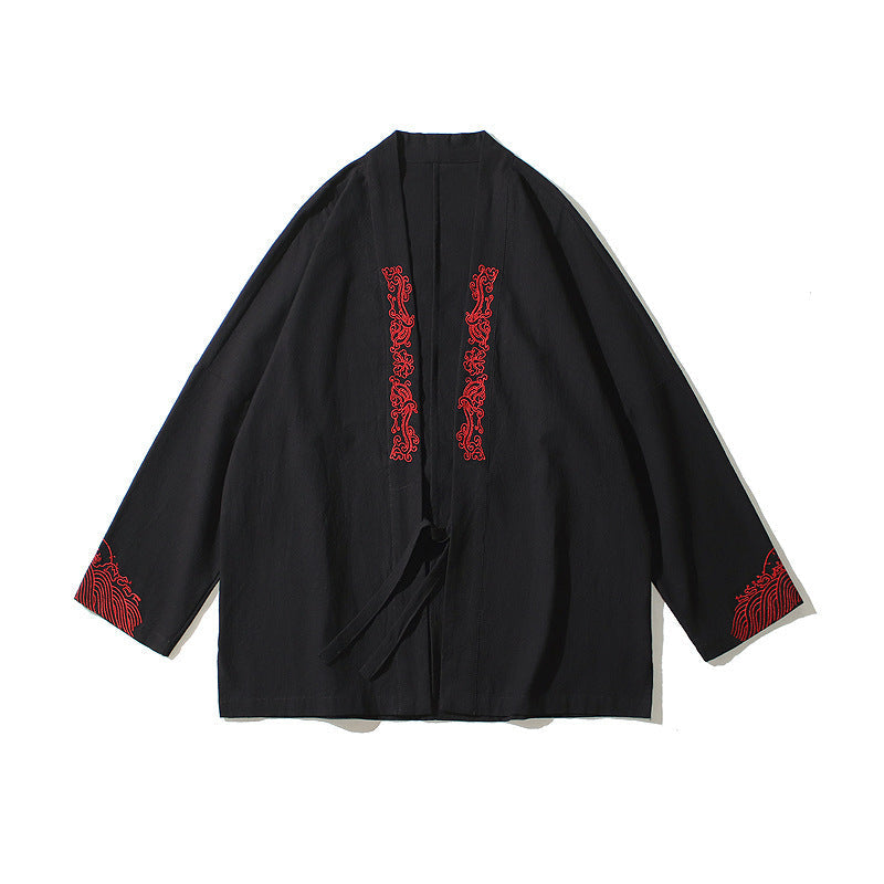 Matt – Embroidered Men's Kimono Cardigan with Classic Haori Style