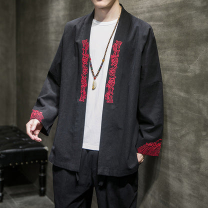 Matt – Embroidered Men's Kimono Cardigan with Classic Haori Style