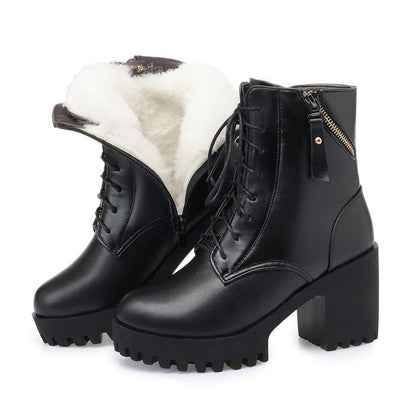 Mary – High-Heeled Women's Boots with Vegan Leather and Wool Lining