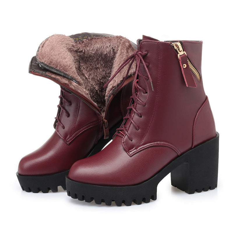 Mary – High-Heeled Women's Boots with Vegan Leather and Wool Lining