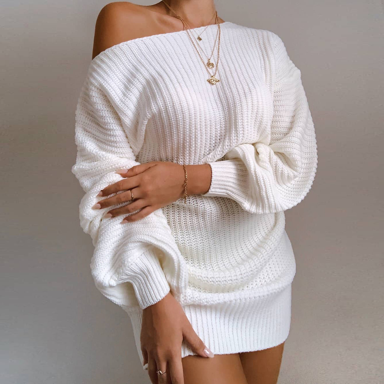 Carly – Off-Shoulder Knit Dress for Women