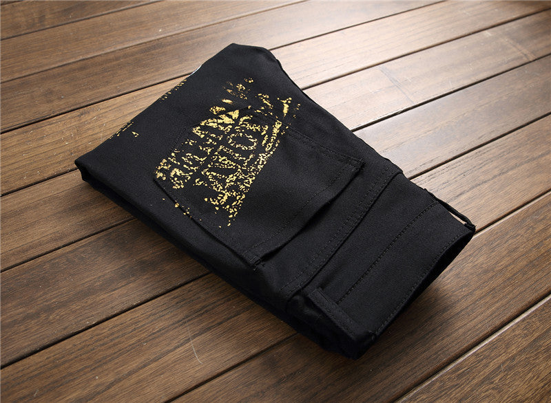 Damien – Slim Fit Jeans with Graffiti Print for Men