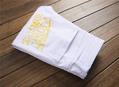 Damien – Slim Fit Jeans with Graffiti Print for Men