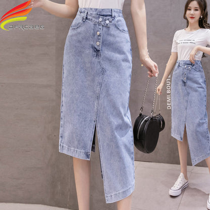 Karen – Elegant Women's Maxi Skirt with Double Slit in Korean Style