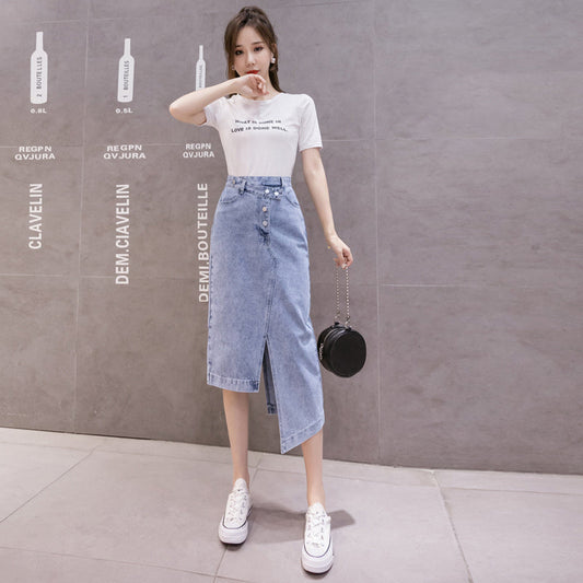 Karen – Elegant Women's Maxi Skirt with Double Slit in Korean Style