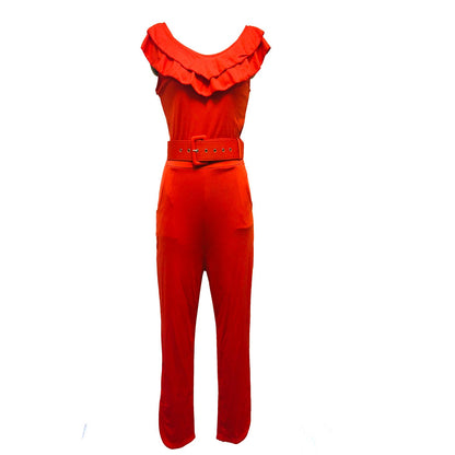 Barbara – Women's Jumpsuit with Belt and Layered Skirt