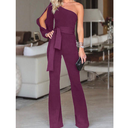 Denise – Women's One-Shoulder Jumpsuit with High Waist