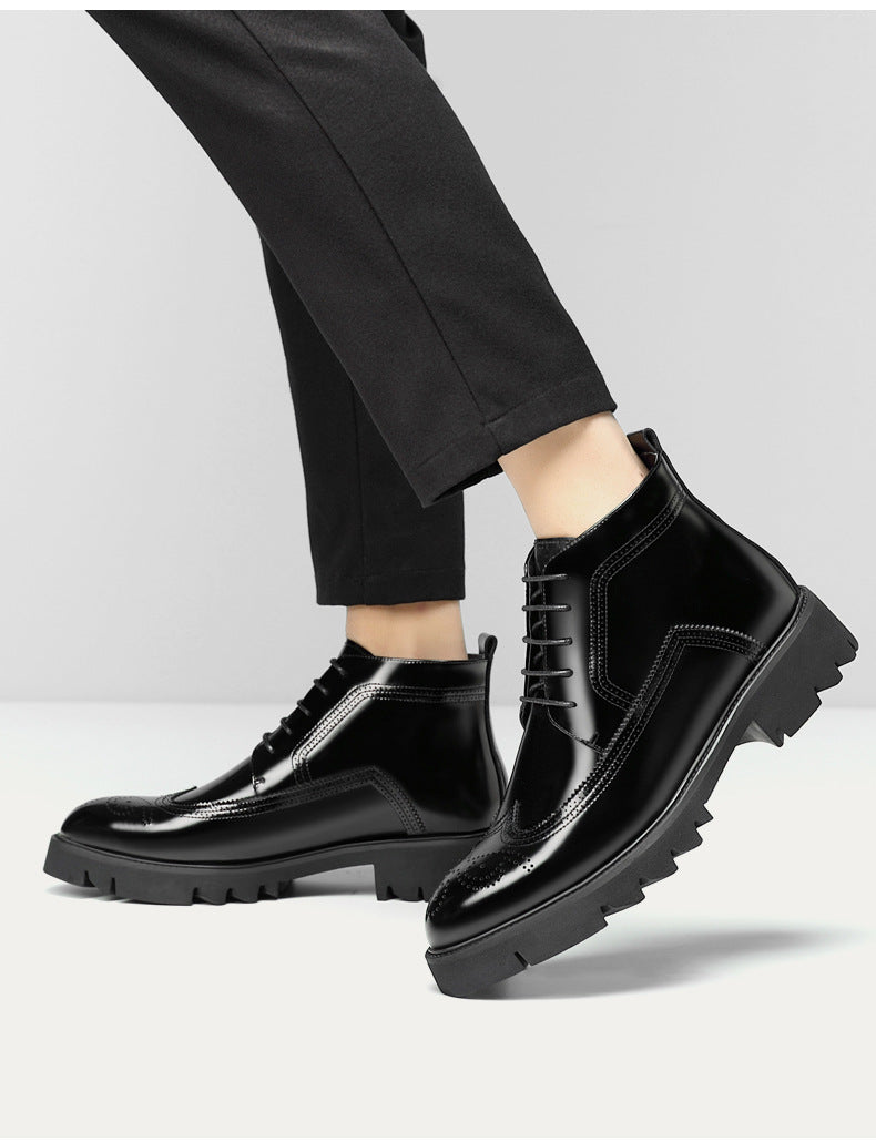 Scott – Thick-Soled British High-Top Boots in Vegan Leather
