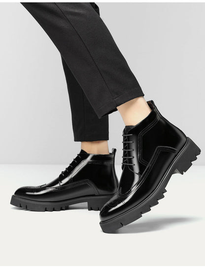 Scott – Thick-Soled British High-Top Boots in Vegan Leather