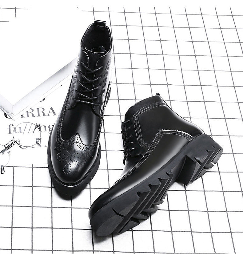 Scott – Thick-Soled British High-Top Boots in Vegan Leather
