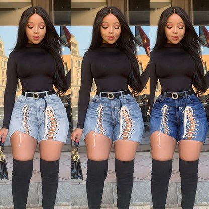 Austin – Lace-Up Denim Shorts