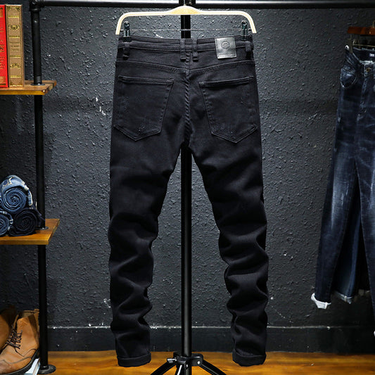 Robin – Men's Black Jeans with Rips and Stretch