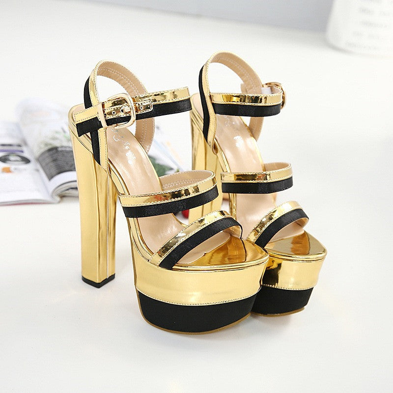 Amelia – Super High Gold Heels