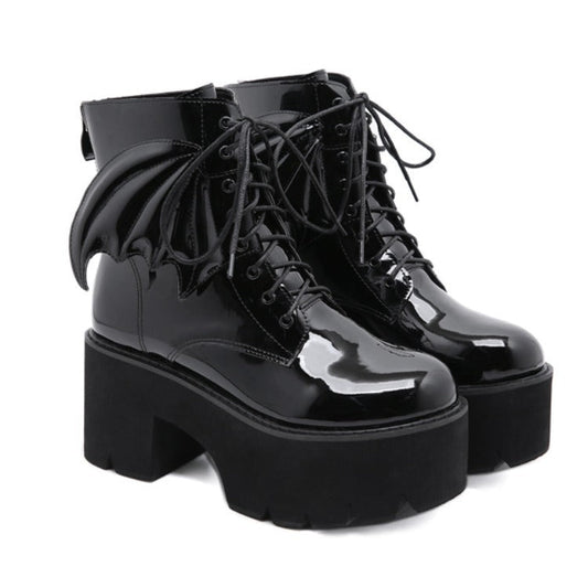Joanne – Goth Ankle Boots with High Vegan Leather Heel and Platform