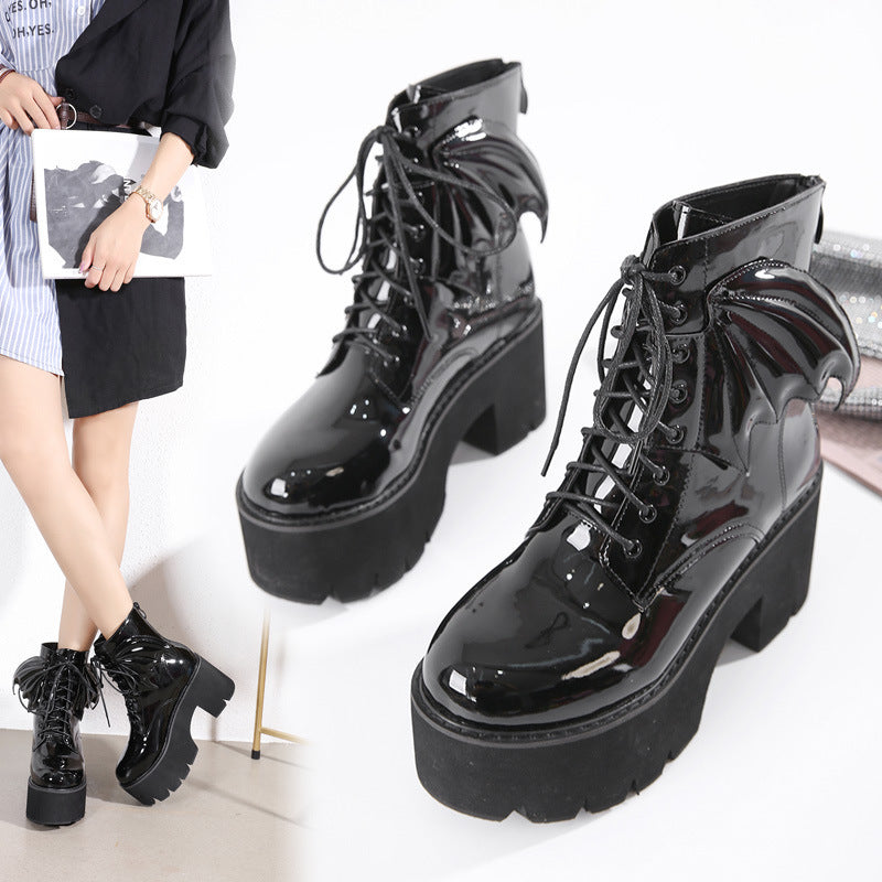 Joanne – Goth Ankle Boots with High Vegan Leather Heel and Platform