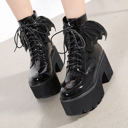 Joanne – Goth Ankle Boots with High Vegan Leather Heel and Platform
