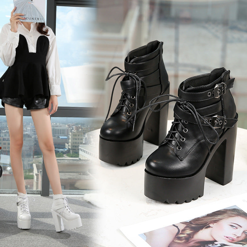 Karen – Fashionable Ankle Boots with Thick Soles and 14 cm High Heels