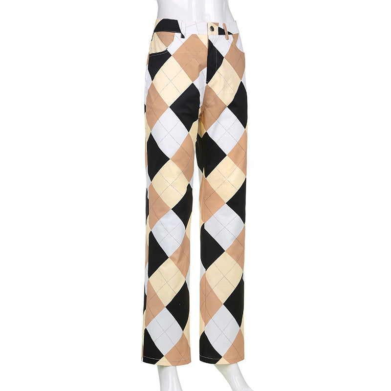 Judith – Vintage Cargo Pants with Check Pattern