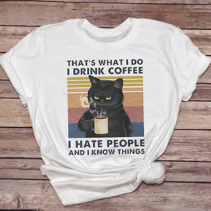 Christina – Fun Cat T-Shirt with Coffee Design