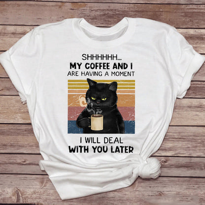 Christina – Fun Cat T-Shirt with Coffee Design