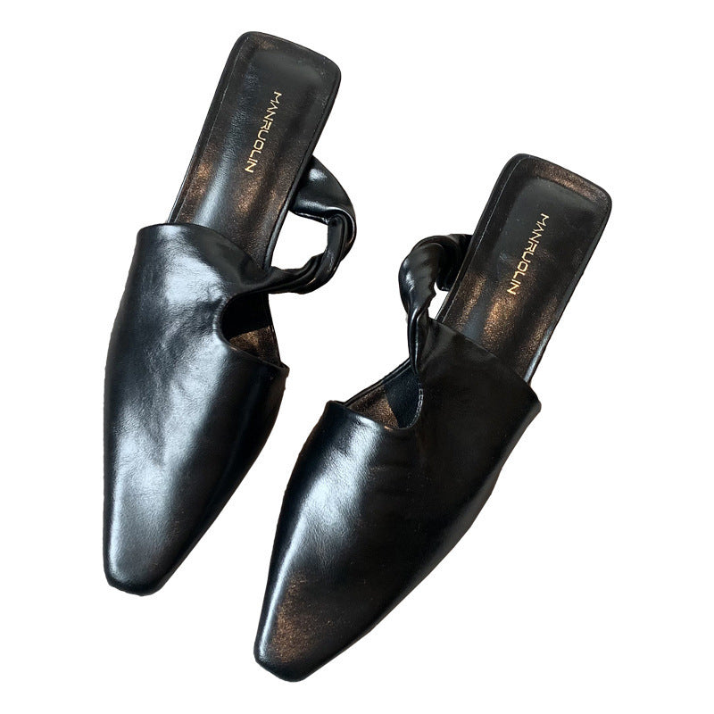 Melanie – Stylish Pointed Toe Women's Slip-On Mules Mid Heel