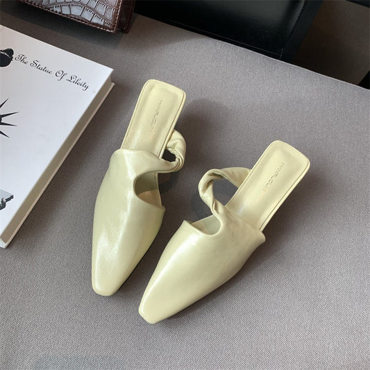 Melanie – Stylish Pointed Toe Women's Slip-On Mules Mid Heel