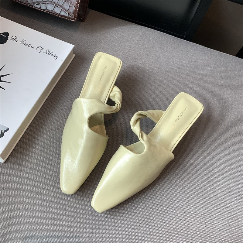 Melanie – Stylish Pointed Toe Women's Slip-On Mules Mid Heel