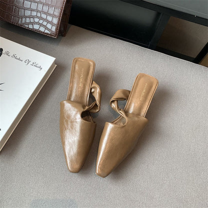 Melanie – Stylish Pointed Toe Women's Slip-On Mules Mid Heel