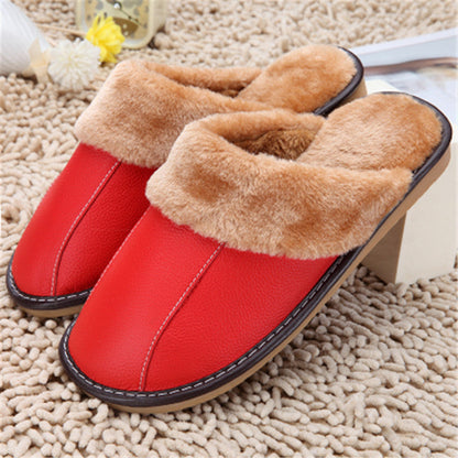 Shirley – Warm Vegan Leather Cotton Slippers