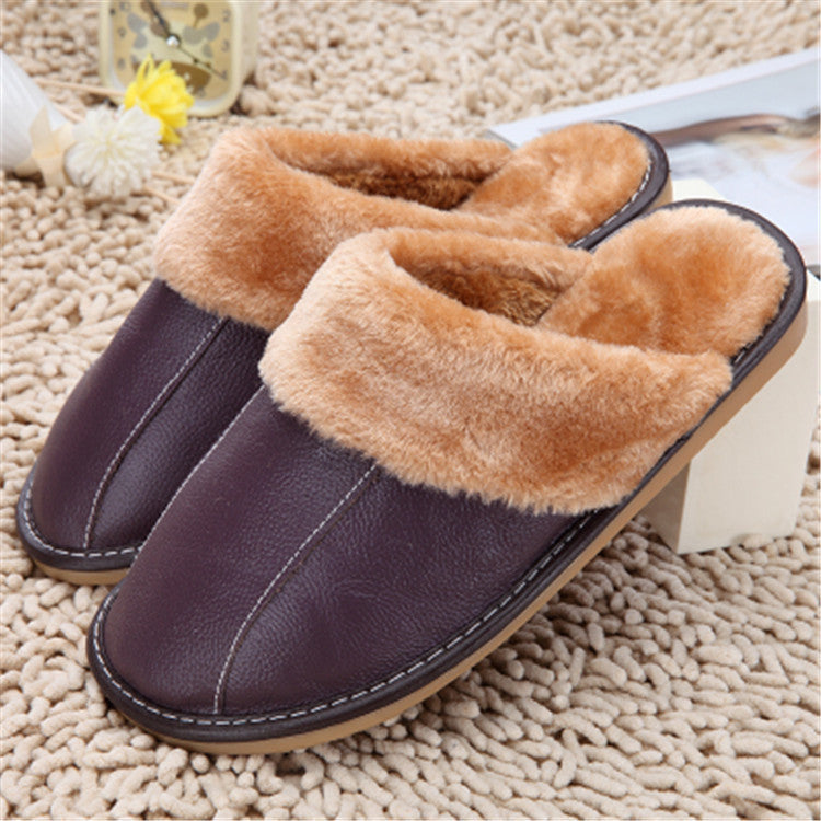 Shirley – Warm Vegan Leather Cotton Slippers