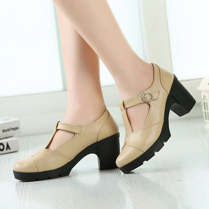 Alison – Classic Mary Jane T-Strap Pumps with Block Heel