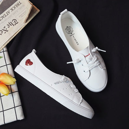 Heidi – Fluffy Women's Sneakers with Heart Motif in White