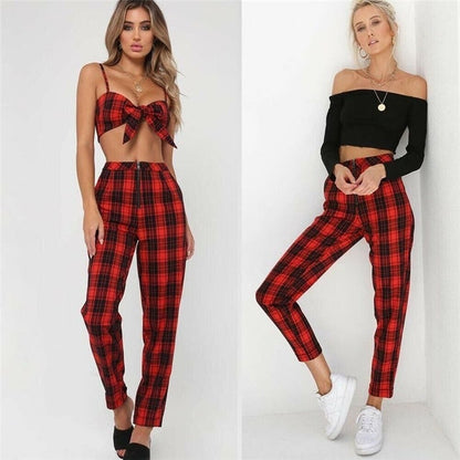 Christine – Slimming Pants with Black-White Check Pattern