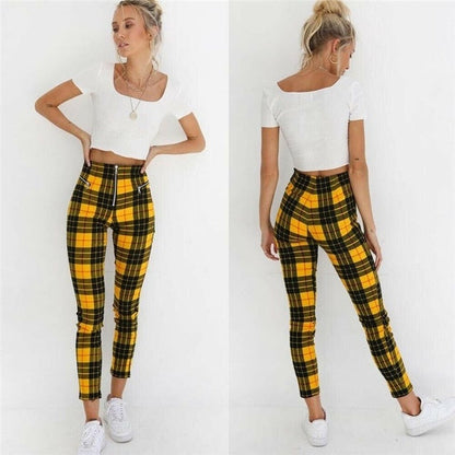 Christine – Slimming Pants with Black-White Check Pattern