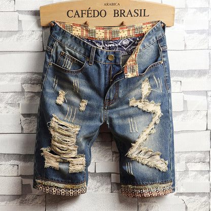 Kris – Trendy Big Hole Denim Shorts for Men