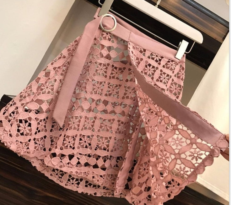 Kate – Lace Skirt with Hollow Hem and Long T-Shirt