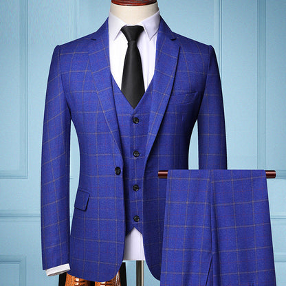 Jeff – Three-Piece Men's Suit with Check Pattern