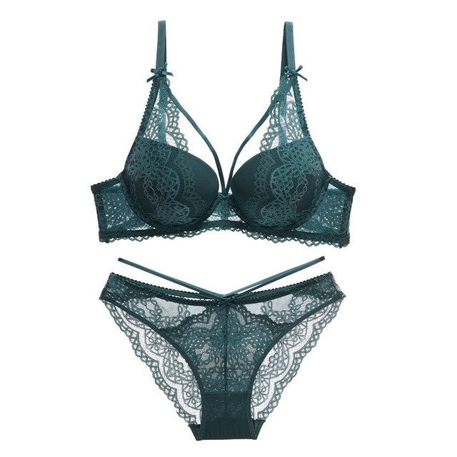 Jennifer – Green Push-Up Bra Set