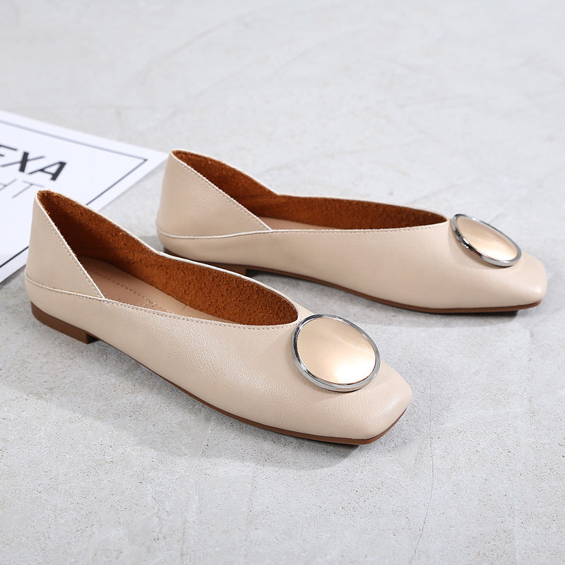Shirley – Ballerinas with Metal Circle in Premium Vegan Leather