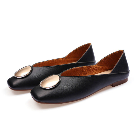 Shirley – Ballerinas with Metal Circle in Premium Vegan Leather