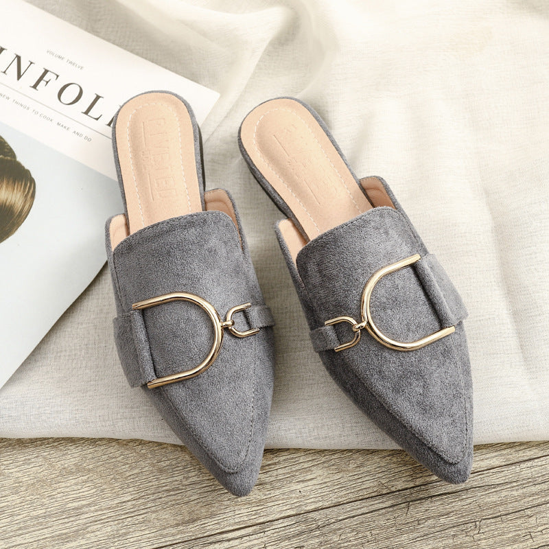 Gabrielle – Women's Flat Mules with Metallic Accents