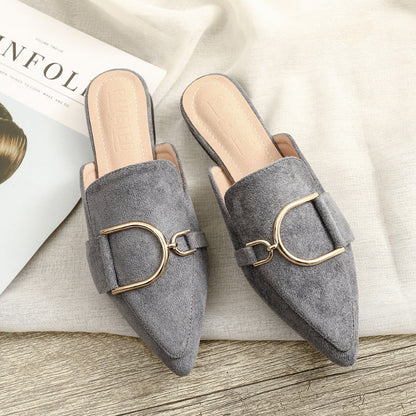 Gabrielle – Women's Flat Mules with Metallic Accents