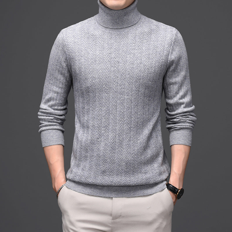 Andy – High Neck Wool Sweater with Bold Stripes