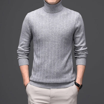 Andy – High Neck Wool Sweater with Bold Stripes